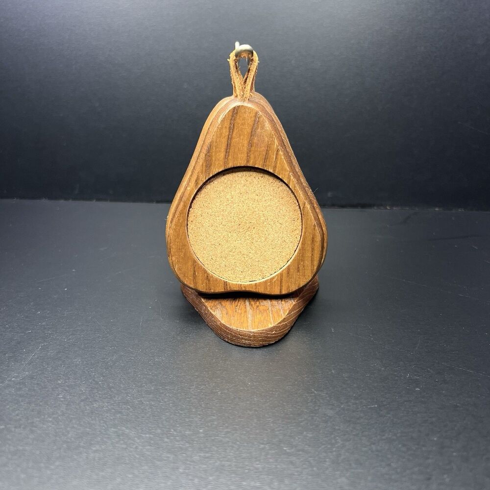 Wooden Pear Avocado Hanging Coasters With Stand Vintage Retro Cute